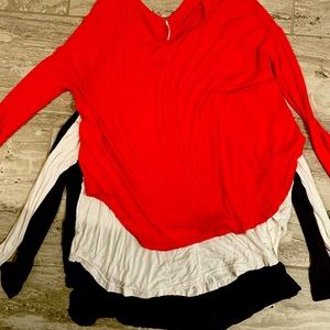 3 free people tunics with ribbed sleeves and rounded hem- small